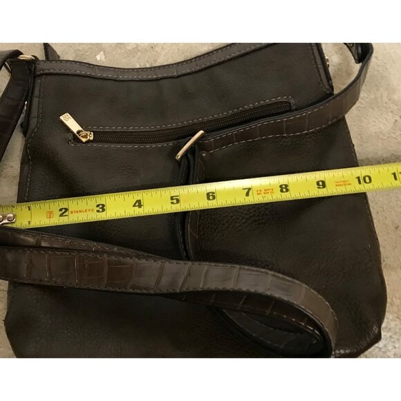 Hilary Radley Purse Brown Leather Crossbody Croc Embossed & Leopard Lining 10 x - Picture 15 of 15